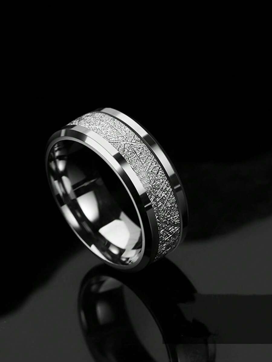 خاتم رجالي من الفولاذ المقاوم للصدأ مقاس 8 مم، أفضل هدية عيد للحبيب والأب والعائلة والأصدقاء - النمط 1 - مشاهدة 1