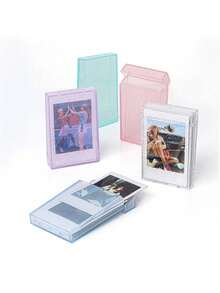 1个迷你3英寸照片收纳盒，闪光迷你照片收纳盒，带手提绳，适用于拍立得相机照片（透明闪光） - 创意旅行收纳照片盒，迷你照片收纳，时尚设计 - 彩色 - 查看 3