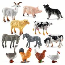 Modelos realistas en miniatura de animales de granja, incluyendo pollo, pato, ganso, caballo y vaca, adecuados para regalos de vacaciones, educación científica y desarrollo cognitivo, regalos de Navidad y Halloween