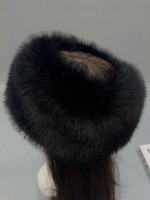 1 Piece Faux Fur Headband With Stretch Women's Winter Earwarmer Earmuff Gorgeous Faux Fox Fur Hollow Hat Empty Top Hat For Winter Headwear