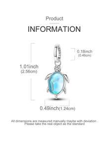 1 Pieces Original 925 Sterling Silver Charms Beads For Women Transparent Sea Turtle Shine Cubic Zirconia Pendants Fits Original Bracelet DIY Making Daily Party Shopping