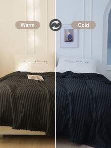 1条柔软、保暖、透气、轻盈舒适的黑色毯子，简约设计，适用于沙发、卧室、客厅，旅行必备，可作午睡毯，多种尺寸可选，可机洗，冬季家居装饰 - 黑色 - 查看 7