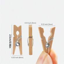 5/15/30/50/100/200Pcs 2.5cm Natural Wooden Mini Clothespins With Rope, Mini Clothes Pegs For Photos, Crafts, Artworks, Cocktails(Without A Rope) - Wood Color - View 11