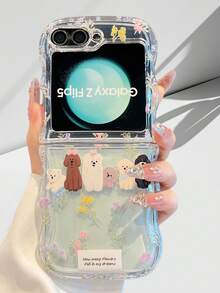 狗狗时尚透明水晶防震保护套，防摔保护透明防黄变手机壳适用于三星 Galaxy Z Flip 7 Flip 6 Flip 5 Flip 4 Flip 3 - 彩色 - 查看 7