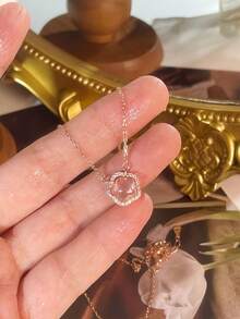 1件优雅女士珠宝，浪漫樱花项链，奢华小众设计玫瑰金锁骨链，派对礼物，适合日常佩戴 - 玫瑰金 - 查看 2