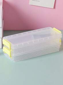 1Pc Transparent Double Layer Stationery Box For Desktop Storage Of Student Learning Supplies School Simple Multifunctional Large Capacity Versatile Personalized Waterproof, Dustproof