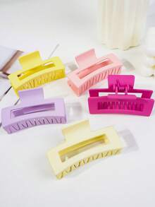 Set da 5 pezzi di fermagli per capelli quadrati grandi da donna - Fissaggio robusto, stile minimalista elegante, adatti per chignon, code di cavallo, raccolti - Presa antiscivolo, per occasioni quotidiane e formali, nero, marrone, viola - Accessori per capelli da donna leggeri e durevoli, fermagli carini, elastici per coda di cavallo, design alla moda, costruzione robusta, per appassionati di moda, acconciature da festa, in plastica di alta qualità, per donne alla moda, fermagli per capelli da donna, fermagli in plastica opaca color caramello per autunno/inverno