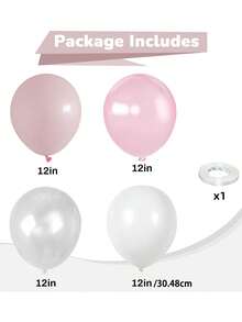 20/40/60个粉色气球，浅粉色和白色乳胶派对气球，包含12英寸气球，适合女孩公主主题、冬季仙境、婚礼、生日、婴儿派对、新娘派对装饰 - 彩色 - 查看 3