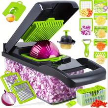 1pc New Arrival 16-In-1 Multi-Functional Kitchen Vegetable Cutter (16pcs) - 灰色 - 查看 6