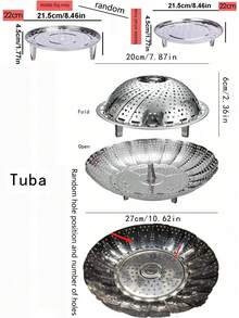 1pc Stainless Steel Foldable Steaming Rack With Water Separator For Steaming, Stretchable Design With Drip Tray For Fruits And Veggies Steaming Basket Seafood Boil - Silver - View 15