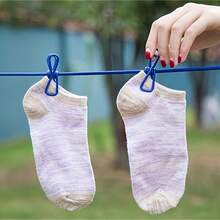 Adjustable Elastic Portable Travel Clothesline - 12 Clips, Extendable Indoor/Outdoor Drying System Ideal For Camping, Backpacking, Laundry Rooms, Balconies, And Travel, Lightweight Yet , Quick-Tension Filament Cord With Flexible Support Arms, Space-Saving Portable Clothesline For Quick Air Dry, Weather-Resistant, Easy Setup And Tidy Drying Solution Suitable For Dorms, Hotels, Gyms, Patios, And Laundry Room Organization; Provides Adjustable Height And Multi-Line Options; Flexible, Corrosion-Resistant Cords; Quick Cleanup And Reuse; Ideal For Small Spaces And Travel-Friendly Packability - Multicolor - View 5