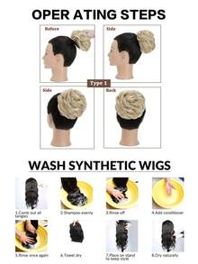 2 pezzi Chignon ricci sintetici per capelli da bambini, fermagli per acconciature raccolte e disordinate