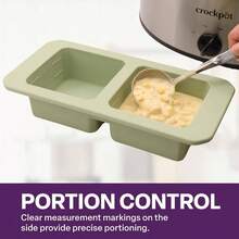 Silicone Freezer Tray With Lid, 2 Compartments With 2 Cup Capacity Each, Large Cube Molds, Microwave And Dishwasher , Freezing Soup, Sauce, Broth, Etc. Sage Green - Initial - View 3