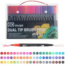 12/24/36/48/60/72/120/168 Colors Dual Brush Markers Pens, Artist Coloring Marker Set, Fineliner & Brush Tip Pen With Premium Case For Adults Coloring Books Journal, Drawing, Doodlin,Art Supplies