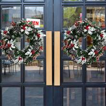 Christmas Decorations -14inch/12Inch/8inch Artificial Christmas Wreath For Front Door Xmas Wreath With Pine Needles Pine Cones Berry Bow Christmas Hanging Decors For Christmas Decor, Home Window Decor ,Wall Decor,Home Decor,(All Products Are Handmade And May Have Minor Imperfections)
