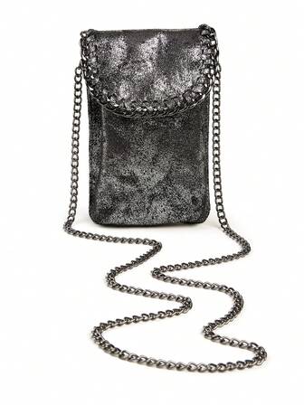Fashionable Unique Metallic Glitter Soft Fabric Y2K Rock Gothic Punk Chain Strap Multifunctional Crossbody Shoulder Bag, Suitable For Women To Match Outfits For Daily, Shopping, Dating
