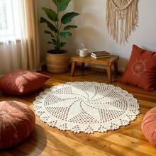 Round Rug P 1 Meter Handmade Crochet - Natural crudo - Ver 1