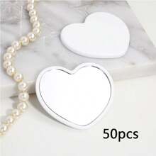 1 pieza/5 piezas/10 piezas/20 piezas/50 piezas Espejo compacto con forma de corazón, espejo portátil para estudiantes, espejo de bolsillo para viajes, espejo de maquillaje con forma de corazón
