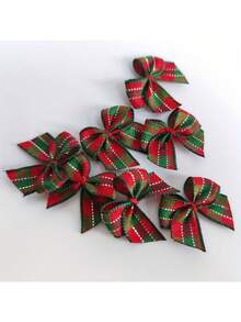 500/200/50/20pcs Christmas Gift Wrapping Bow - Handmade Red, Gold And Green Plaid Pattern Bow Decoration, Heart Bow, DIY Hand-Made Bow, Clothes, Bags, Bow, Suitable For Gifts And Handicrafts, Christmas, Christmas Decorations, New Year, New Year's Day, Valentine's Day, Mother's, Valentine's Day Party, Home Decor, Home Gifts - Multicolor - View 12