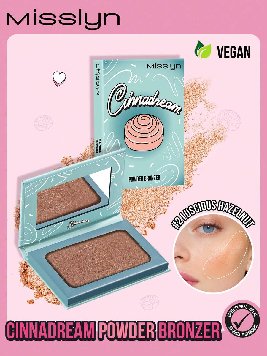 MISSLYN-Cinnadream Powder Bronzer, Smooth Texture, Nourishing Ingredients, Murumuru Butter, All-Day Radiant Skin, Dermatologically Tested, Low Allergenicity, Vegan & Cruelty-Free. Rich Bronzer Pigmentation. - #2 Luscious Hazelnut - 查看 1