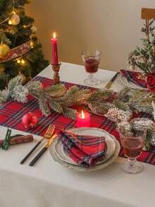2/6/12pcs Christmas Plaid Cloth Napkins, Reusable And Washable For Holiday Party, Banquet, Restaurant, Kitchen & Dining Table Decor - Multicolor - View 10