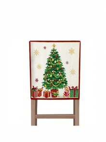 1 pièce Housse de chaise renne de Noël, housse de chaise décoration sapin de Noël Père Noël, décoration hivernale, décoration de Noël, décoration quotidienne de la maison, chaise de fête, décoration saisonnière, thème de Noël, texture douce, matériaux de haute qualité, housse de chaise décorative décorations de Noël décoration de la pièce