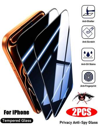 2 Packs For IPhone 17 Pro Max 16 15 14 13 12 11 8 7 6 Privacy Glass Screen Protector, Auto Dust-Elimination, Bubble Free, Easy Installation
