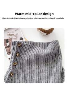 女士多功能纽扣针织披肩领围巾，秋冬季保暖围脖，适合搭配连衣裙