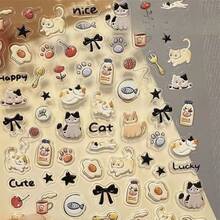 1pcs/Set Ins Cute Dog Embossed 3D Nail Stickers Japanese Style Cute Cat Nail Stickers CCD Camera Cartoon Waterproof Disposable Adhesive Self-Adhesive Suitable For Women And Girls Decoration - 小狗 - 查看 6