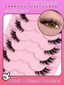 9 对半睫毛自然猫眼假睫毛漫画睫毛自然透明带状睫毛短而柔软 3d 仿貂睫毛纤细蓬松仿貂睫毛睫毛延长工具万圣节、圣诞节、派对和日常魅力最佳礼物 - 眼尾拉長款 - 查看 7