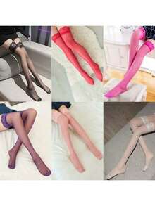 2  Pairs Of Seductive Lace Top Thigh High Stockings - Party Essential, Super Soft, Stay-Up Design - Fashion-Forward Womens Hosiery For Over The Knee Glamour - trắng - Xem 3