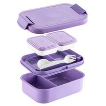 Caja de almuerzo tipo bento para adultos - Caja bento apilable para adultos, caja bento grande de doble capa todo en uno, caja de almuerzo a prueba de fugas con utensilios y recipientes para salsa, adecuada para comer fuera, trabajo, campamento, escuela, opciones de colores variados, útiles escolares, regalo de Navidad, regalo de cumpleaños, suministros para fiestas festivas