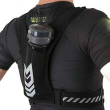 Colete de corrida com faixas refletivas, bolsa de peito, suporte de telefone no peito, adequado para exercícios, preto Fitness, corrida e ioga Roupas e acessórios Equipamentos de segurança e refletivos - Preto - Visão 6