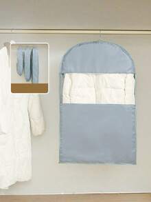 1pc Space-Saving Self-Compression Hanging Clothes Bag, , Zipper Closure, Clothing And Down Jacket Hanging Compression Storage Bag, Wardrobe Organizer, Wardrobe Organizer For Travel, Home, Or Commercial Use, Clothing Storage