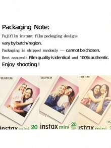 FujiFilm Mini White-Edged Photo Paper 20 Sheets Pack, Compatible With Mini7+/11/40/90/Evo/12/41 And Other Models Of Polaroid Cameras, Essential Supplies For Travel And Party Recording