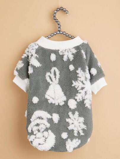 EOO 1 buah Hoodie Bulu Motif Natal untuk Hewan Peliharaan, Pakaian Modis untuk Kucing dan Anjing, Cocok untuk Musim Gugur/Dingin