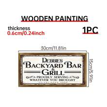 1 Piece Decorative Personalized Backyard Bar Sign, Wooden Sign, Custom Name, Vintage Outdoor Wall Decor For Home Bar, Pub, Cafe, Kitchen