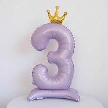 1 件紫色 42 英寸底座皇冠数字 0-9 周年生日阵亡将士纪念日节日庆祝婚礼派对装饰 - 紫色 - 查看 14