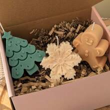 1 件/3 件套松树、姜饼人、雪花硅胶蜡烛模具，可爱卡通风格 DIY 圣诞树、雪花、姜饼人石膏、粘土、树脂模具、手工工艺材料、情侣节日礼物、圣诞装饰 - 彩色 - 查看 3