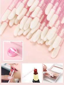 100/50/10pcs With Case Lip Brush,Hot Pink Multifunctional Effective Application Dustproof Makeup Brush,Cosmetic Brush,Makeup Brush Set,Lip Scrub Brush Cosmetics, Lipsticks, Jewelry, Nail Care, Skincare ,For Women & Girl At Home Or On-The-Go,Gift For Mom, Valentines Day,Gift For Christmas,Lip Scrub Brush,Lip Brush Applicator Lip Brush For Lipstick,Household Travel Portable Cheap Stuff