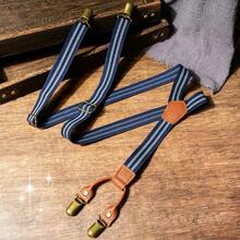 1pc Men's Y-Shape Elastic Suspenders, British Style With Metal Adjustable Buckle, 4-Clip Brace Strap Autumn-Winter Accessories Halloween Costume,Suitable For Teens, Youth,Men,Casual, Outdoor, Athletic, Vacation, Graduation Gifts, Birthday, Daily Wear