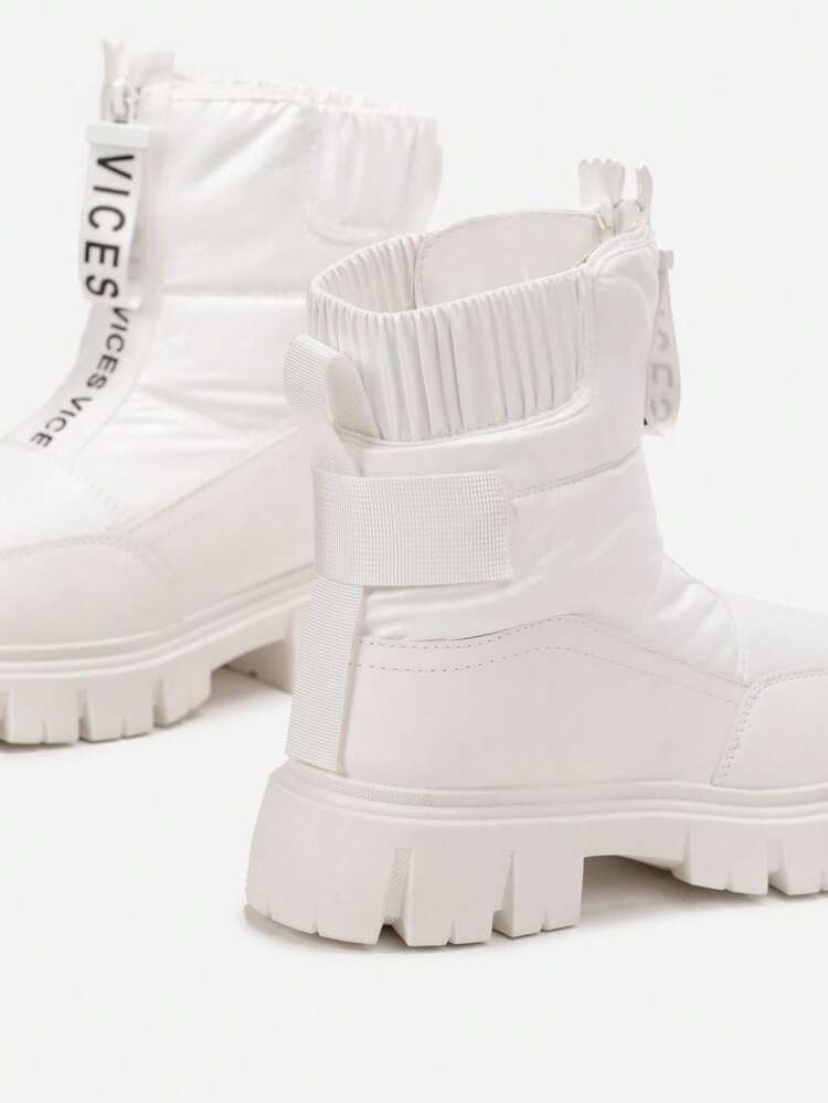 Women's Chunky Platform Snow Boots Casual Winter - White - View 5