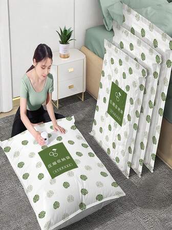 4/2/1pc Green Small Leaf Vacuum Storage Bags Space Saver Bags Vacuum Seal Bags, Space Bags, Vacuum Sealer Bags For Clothes, Comforters, Blankets, Bedding Home Travel Organizer Decorations Decor Festival Decor Room Decor Home Decor Bed Room Decor Dress Pants Shoes Jeans Boots Skirt Bedroom, Organizer, Home Storage, White T Shirt Women, Black Pants Women, Ladies Winter Clothes, Dress