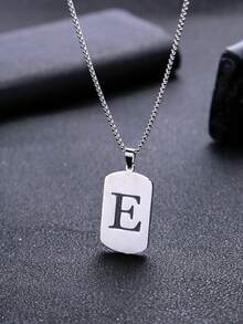 1pc Titanium Steel Letter Pendant Necklace, Minimalist Versatile 26 English Alphabet Small Design Necklace, Accessory, Gift For Christmas, New Year, Valentine's Day - Multicolor - View 8
