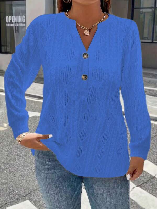 Nouveau T-shirt ample à col en V, style européen et américain, manches courtes. Blouse jacquard de couleur unie pour femmes, printemps/été