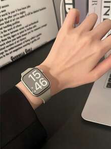 1条硅胶表带，兼容 42mm、38mm、40mm、41mm、44mm、45mm、46mm、49mm，时尚智能手表替换表带，适用于Series Ultra2、Ultra SE2、SE 11、10、9、8、7、6、5、4、3、2、1，男女通用，是理想的返校礼物 - 岩石灰 - 查看 3