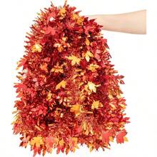 33Ft Thanksgiving Tinsel Garland, Maple Leaf Metallic Twist Foil Tinsel Garland Shiny Hanging Garland Autumn Thanksgiving Halloween Party Indoor Outdoor Decoration