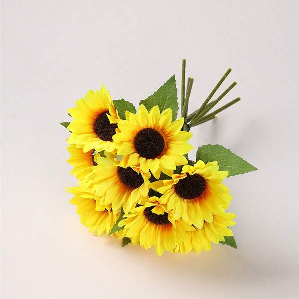 12/5/1 pièce de bouquet de tournesols artificiels colorés et résistants aux UV avec des tiges brun foncé, parfait pour décorer les mariages, les maisons et les espaces extérieurs. Convient pour les célébrations d'automne, d'Halloween, de Noël et d'Action de grâce. Plus adapté pour les fêtes et les cadeaux d'anniversaire