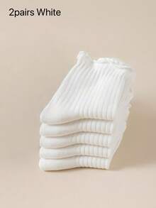 女款2/6/12双，黑白荷叶边竖条纹，透气清爽，ins风，学院风短袜，居家、通勤、派对百搭，情人节礼物 - 彩色 - 查看 6