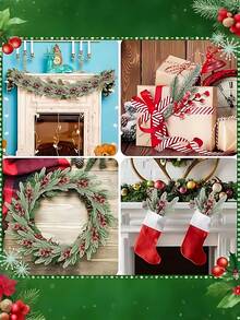 22 pezzi/11 pezzi/1 pezzo Decorazioni natalizie con albero di pino innevato, steli artificiali di bacche, rami di cedro finti, per composizioni, ghirlande, decorazioni natalizie, decorazioni per la casa, il giardino e le feste, decorazioni per albero di Natale, decorazioni natalizie (rosso)